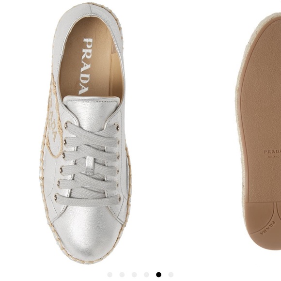 Prada espadrille platform sneakers sandal shoes silver - Picture 5 of 5
